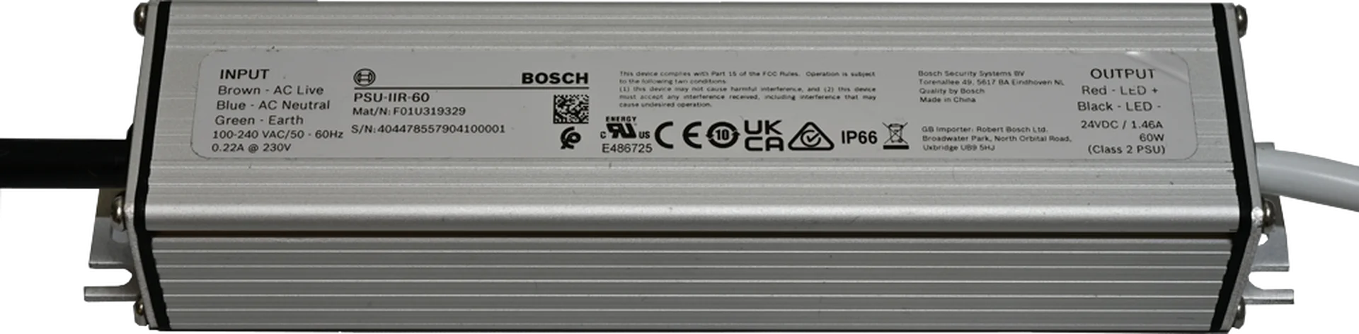 Power supply, 100-240VAC/24VDC, 2.5A